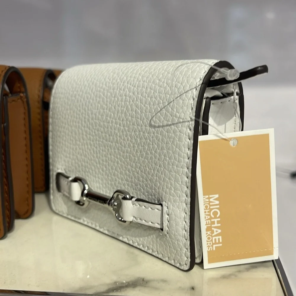 MICHAEL KORS Carson Small Pebbled Leather Wallet OPTIC WHITE NWT